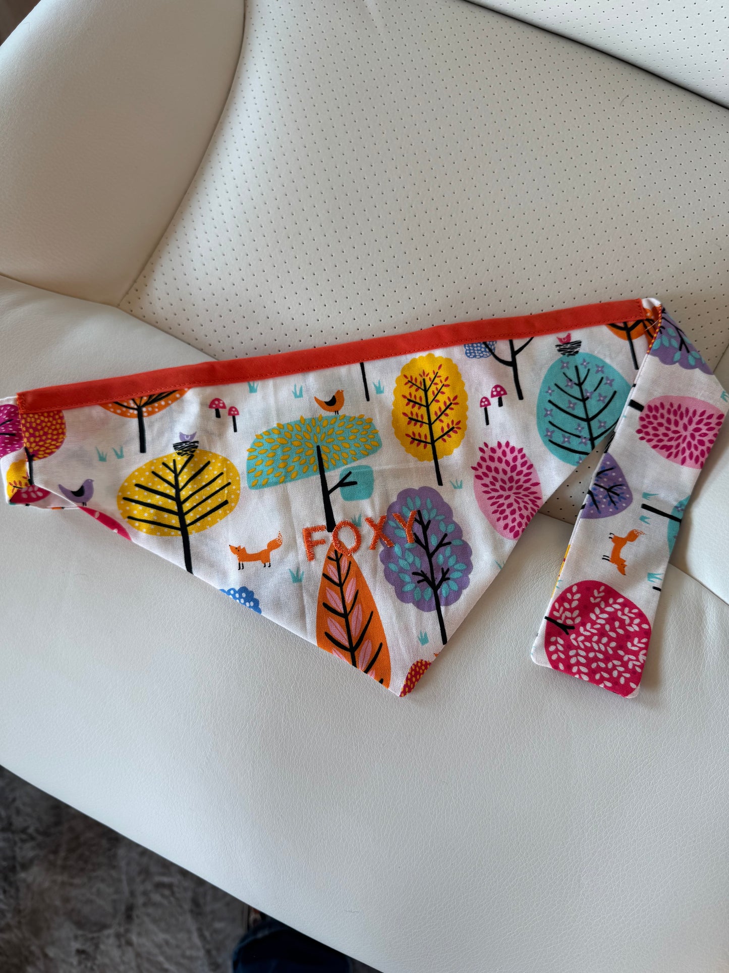 Small Dog Bandana - Multicolor Fall White - Personalized & Embroidered