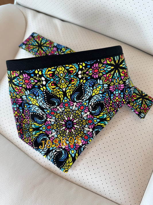 Small Dog Bandana - Black Mosaic - Personalized & Embroidered
