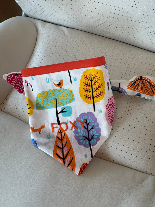 Small Dog Bandana - Multicolor Fall White - Personalized & Embroidered